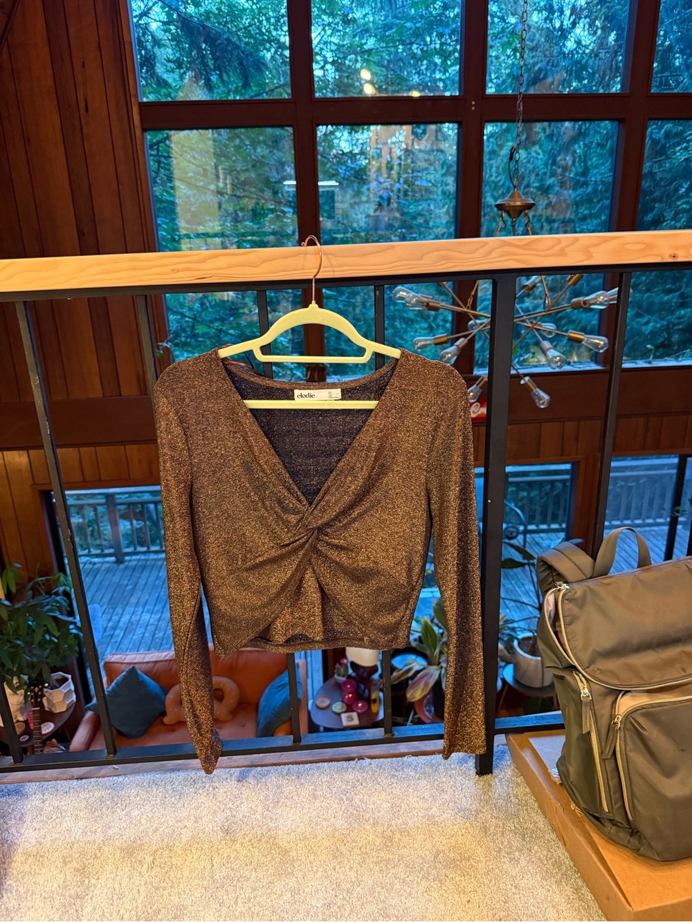 Elodie Shimmery Bronze Wrap-Style Top
